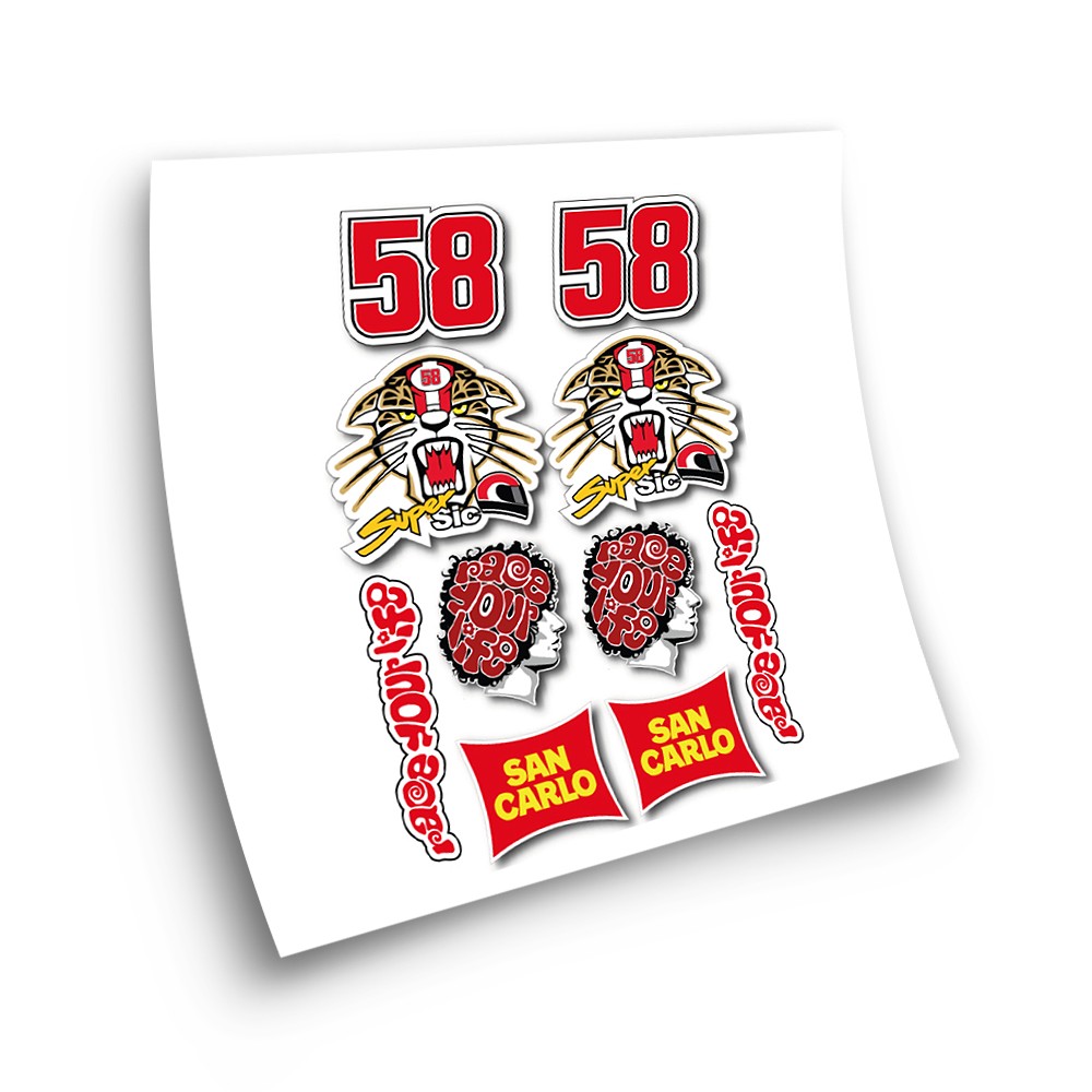 Marco Simoncelli Motorfiets Stickers 58 Moto GP - Ster Sam