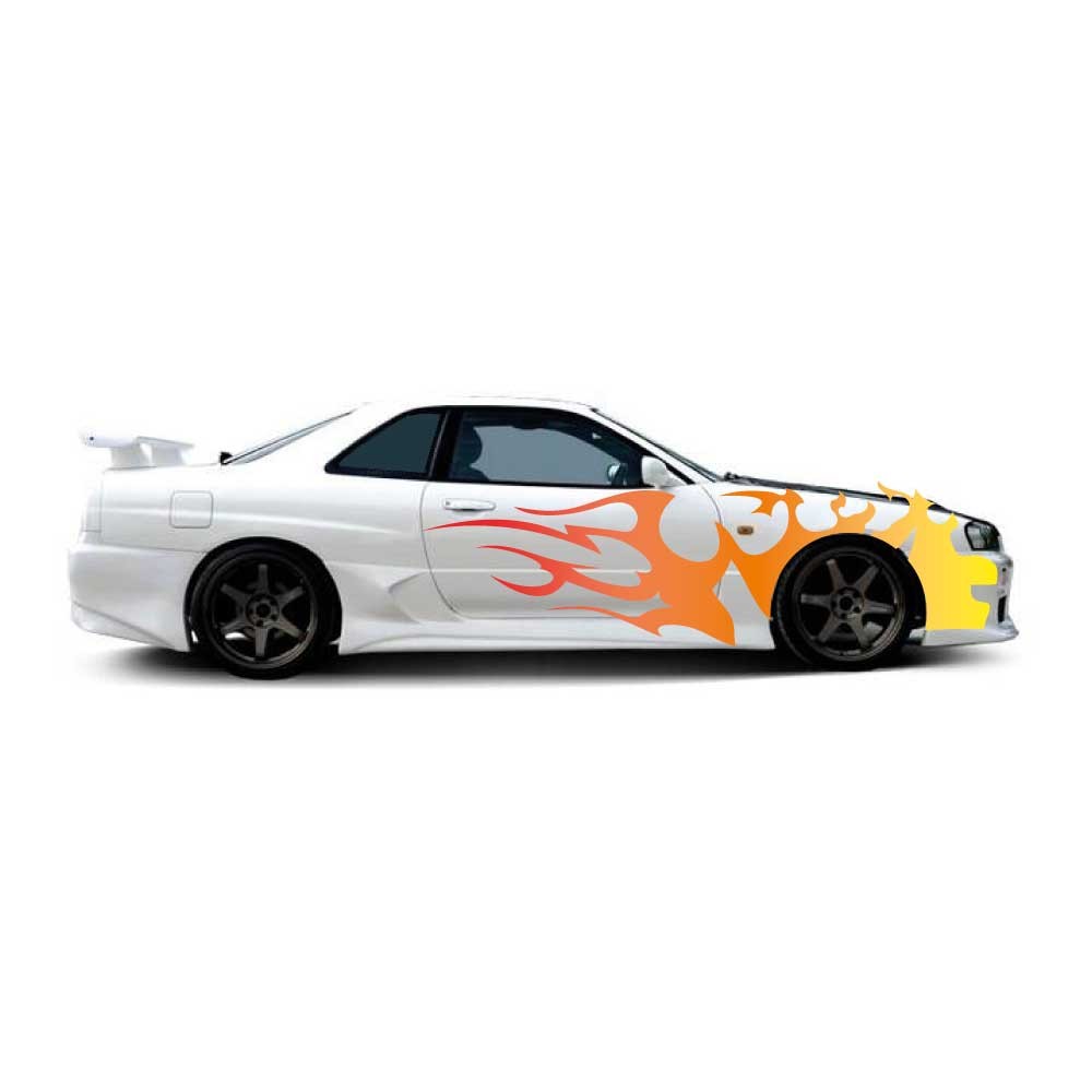 Autocolantes chamas incendiar carro Mod.2 laranja
