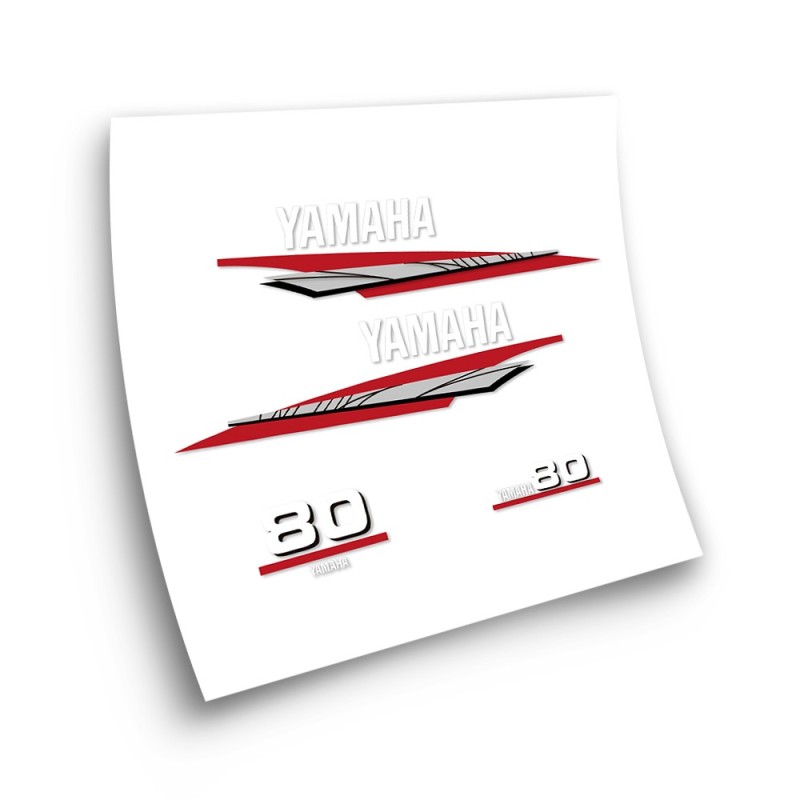 Yamaha Fueraborda 80 Boat Stickers Red And White - Star Sam