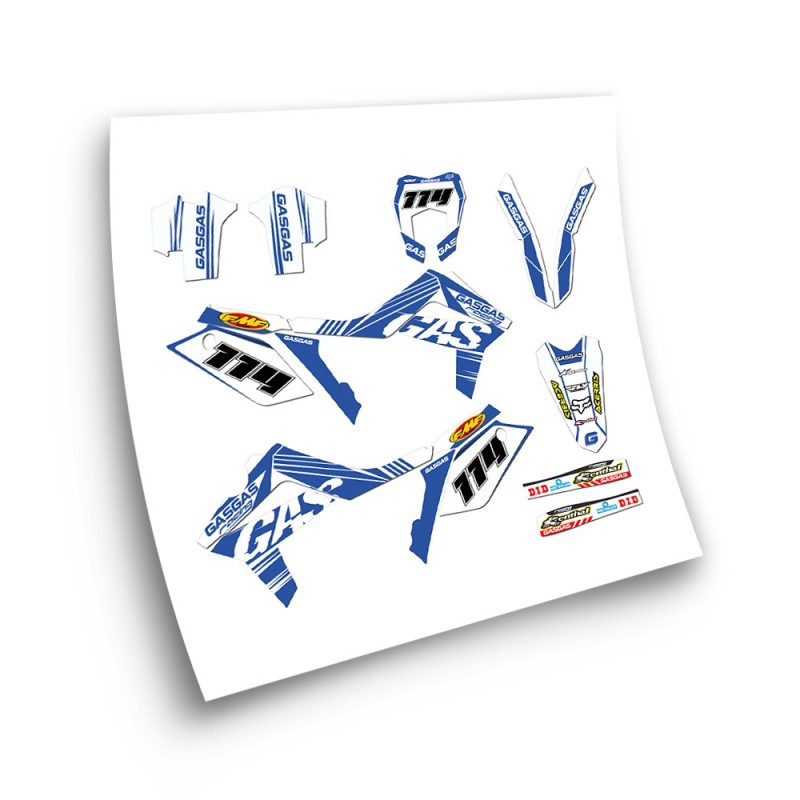 Stickers Moto Gas Gas EC Ano 2012 a 2017 Modelo 3 Azul - Star Sam