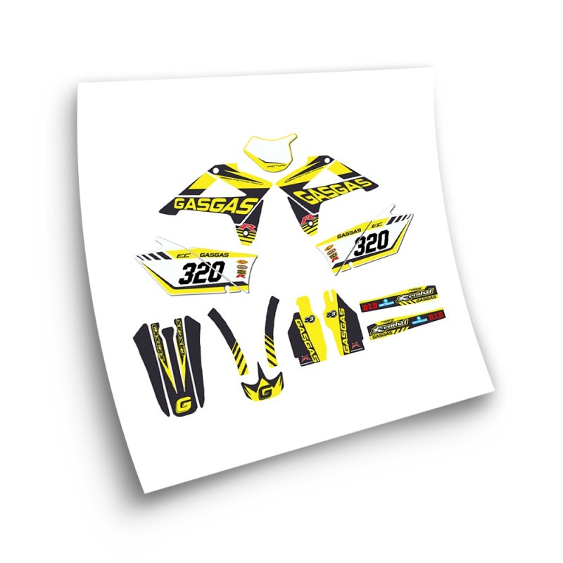 Autocollants Pour Motos Gas Gas EC 2007 a 2009 Jaune - Star Sam