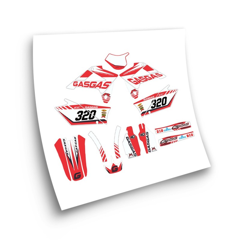 Autocollant Motos Gas Gas EC  2007 a 2009 Blanche e Rouge - Star Sam