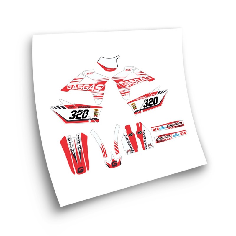 Autocollant Motos Gas Gas EC Modele 2 Blanche e Rouge - Star Sam