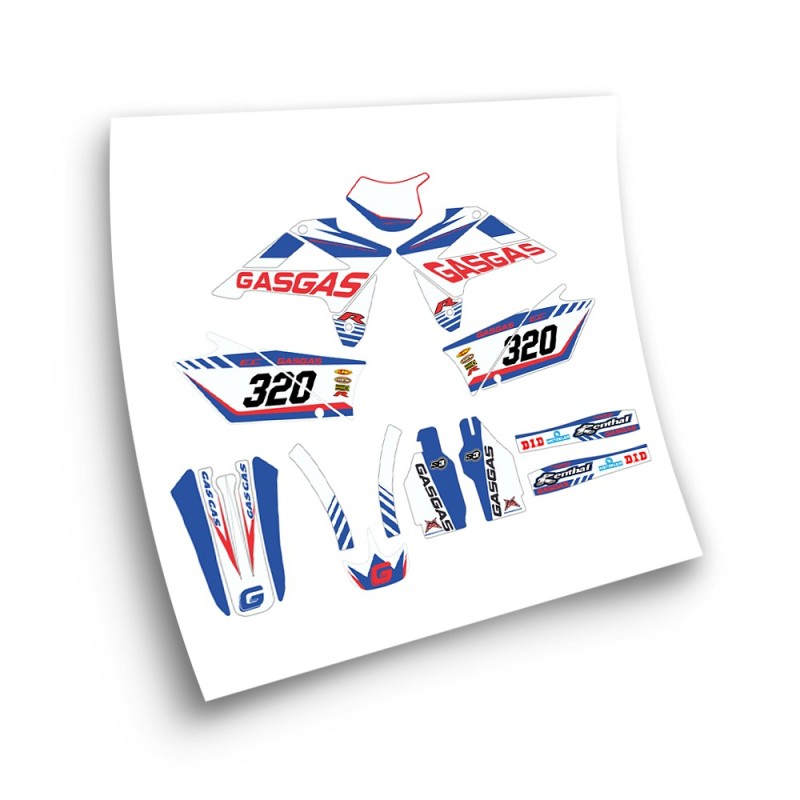 Autocollant Pour Motos Gas Gas EC Modele 2 Blanche e Bleu - Star Sam