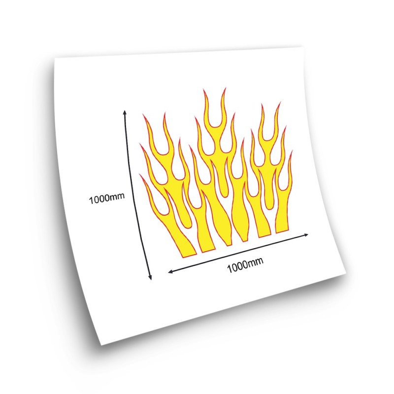 Autocollant de capot de voiture flammes de feu Mod.17 jaune