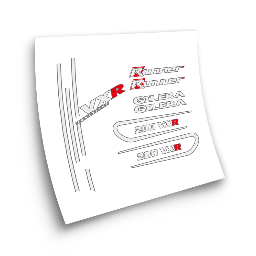 Gilera White And Red Kit VXR 200 Motorbike Stickers - Star Sam