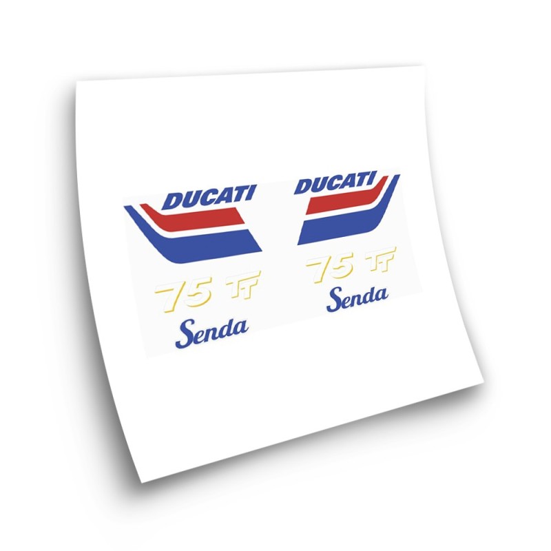 Autocollants Pour Motos Ducati Senda 75 TT Bleu e Rouge - Star Sam