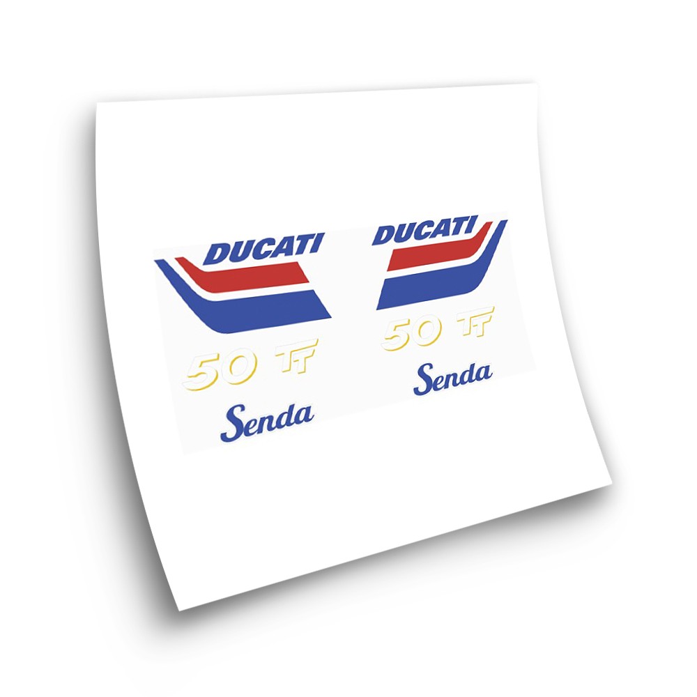 Moto Stickers Ducati Senda 50 TT Blauw en Rood - Star Sam