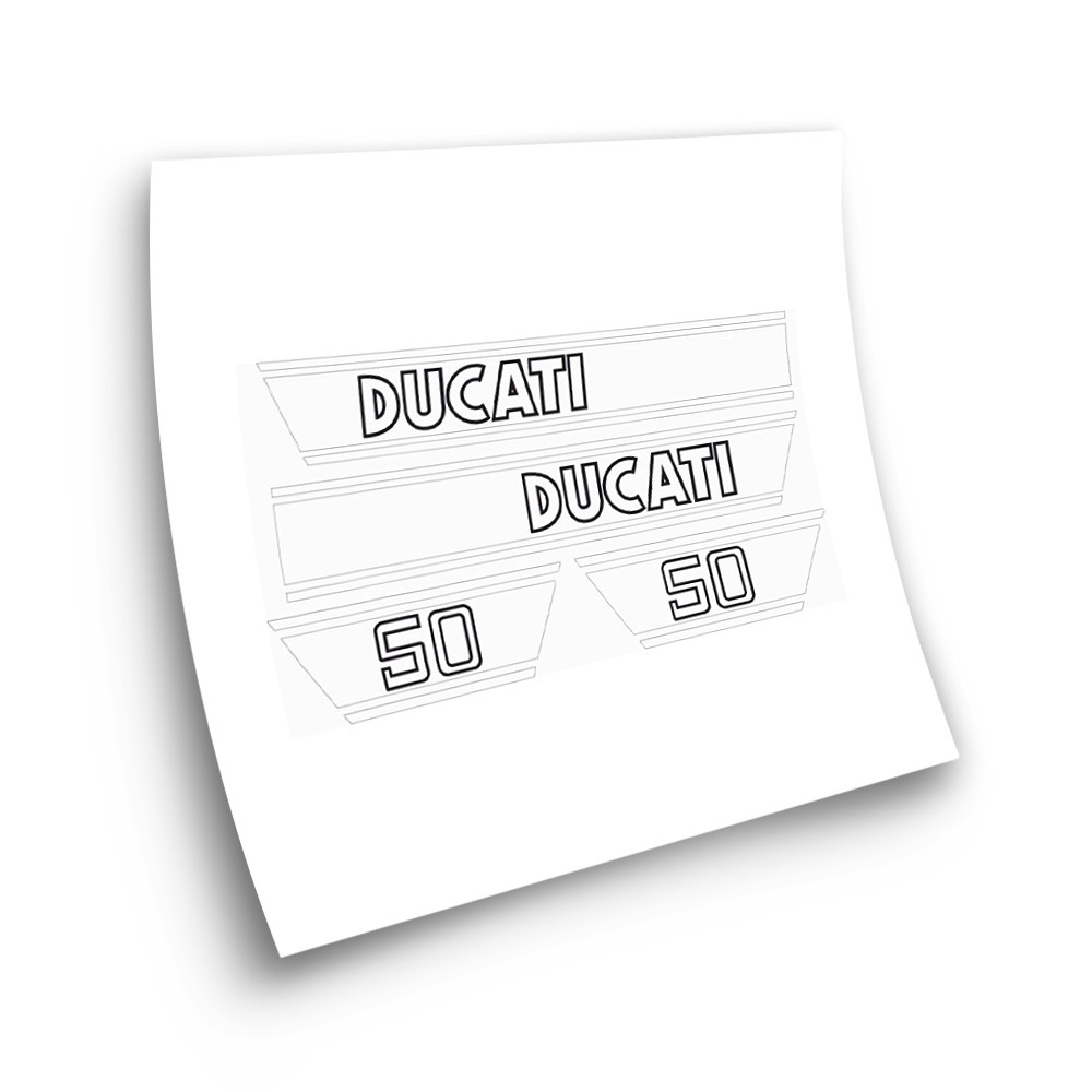 Moto Stickers Ducati 50 TS witte stickerset - Star Sam