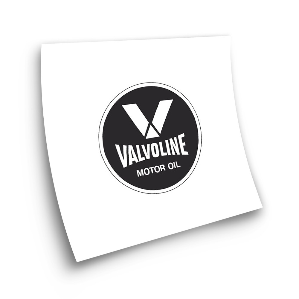 Valvoline Round Adhesive Black Motorbike Stickers - Star Sam