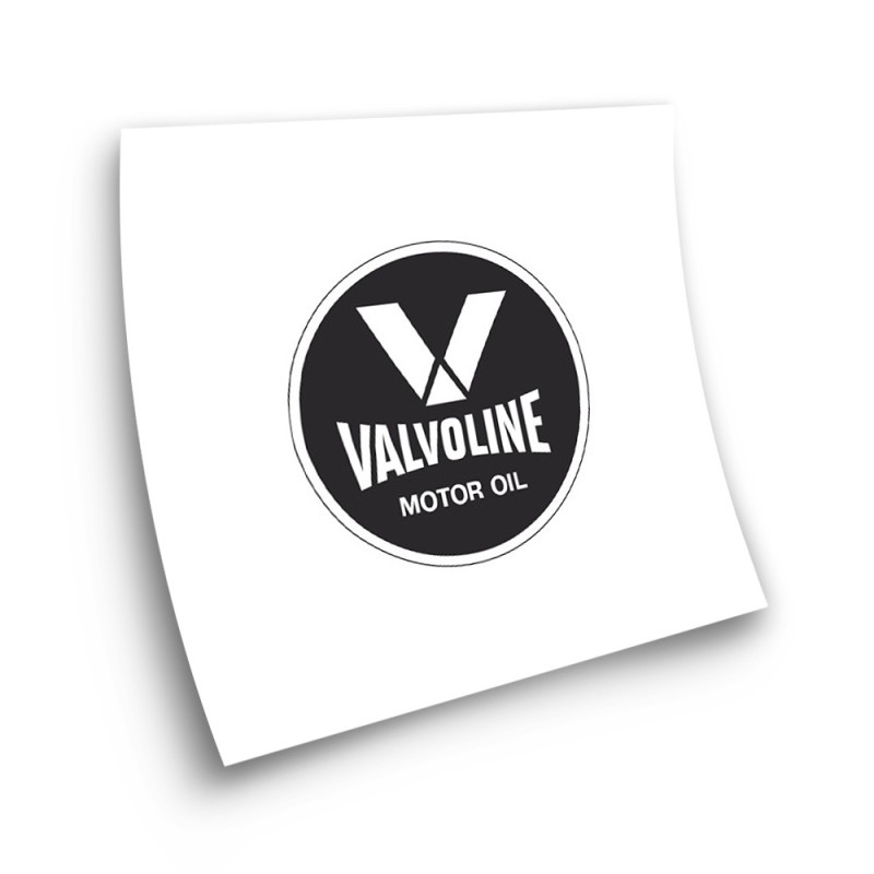 Valvoline Round Adhesive Black Motorbike Stickers - Star Sam