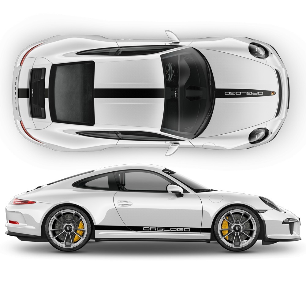 Dach- und Seitenstreifenaufkleber für Porsche Carrera - Star Sam