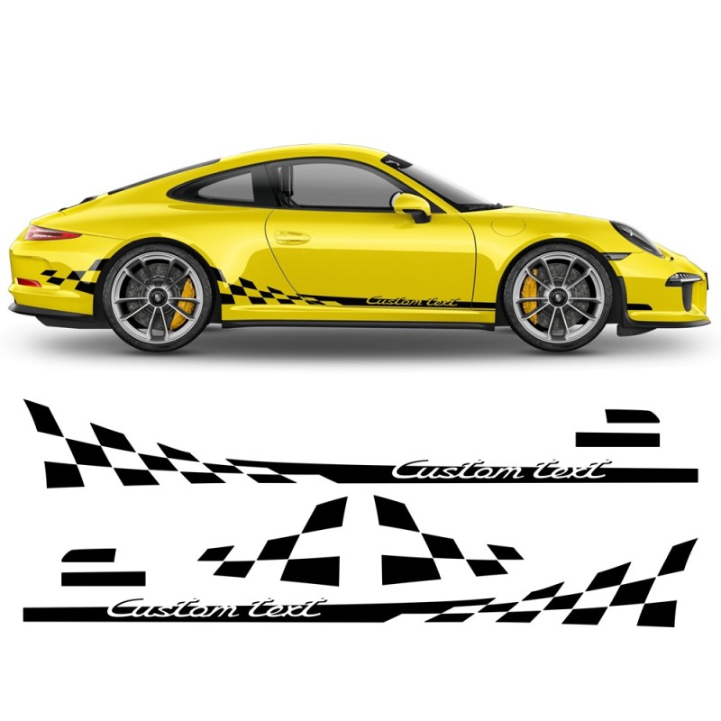 Porsche Carrera checkered side strips stickers - Star Sam