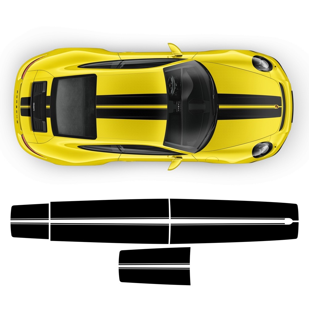 Pegatinas franjas superiores rayas dobles contorneadas Porsche Carrera - Star Sam