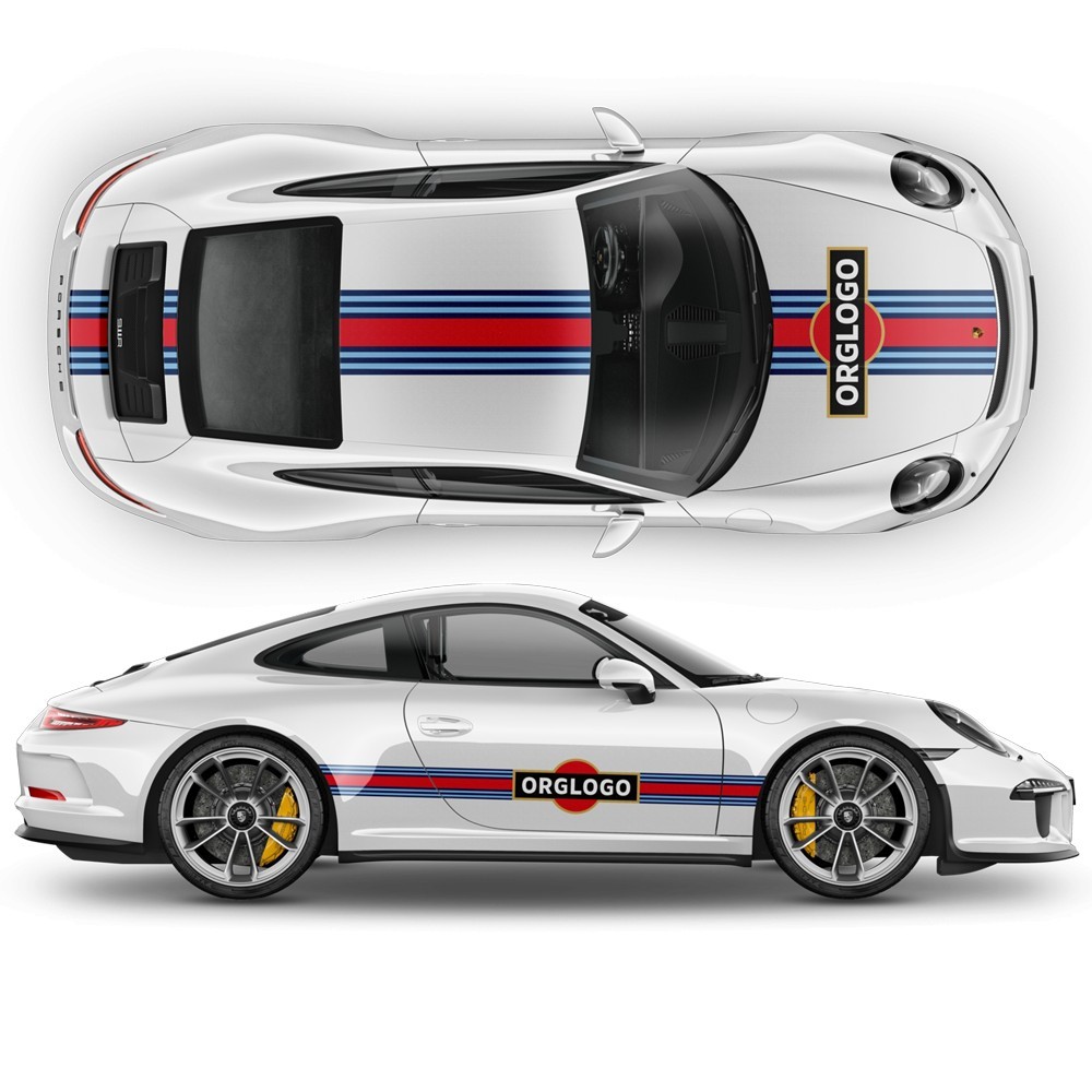Martini style curved side stripes vinyl kit for Porsche 964 - Star sam