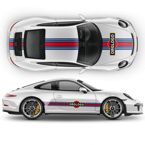 15' Martini-Aufkleber für Porsche Carrera (1999 - 2021)-Star Sam