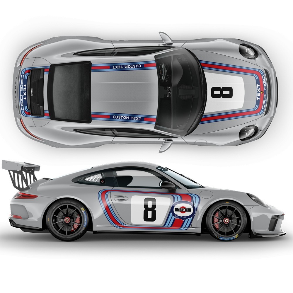 Stickers car Martini retro stripes Porsche Carrera 1999 - 2020 - Star sam