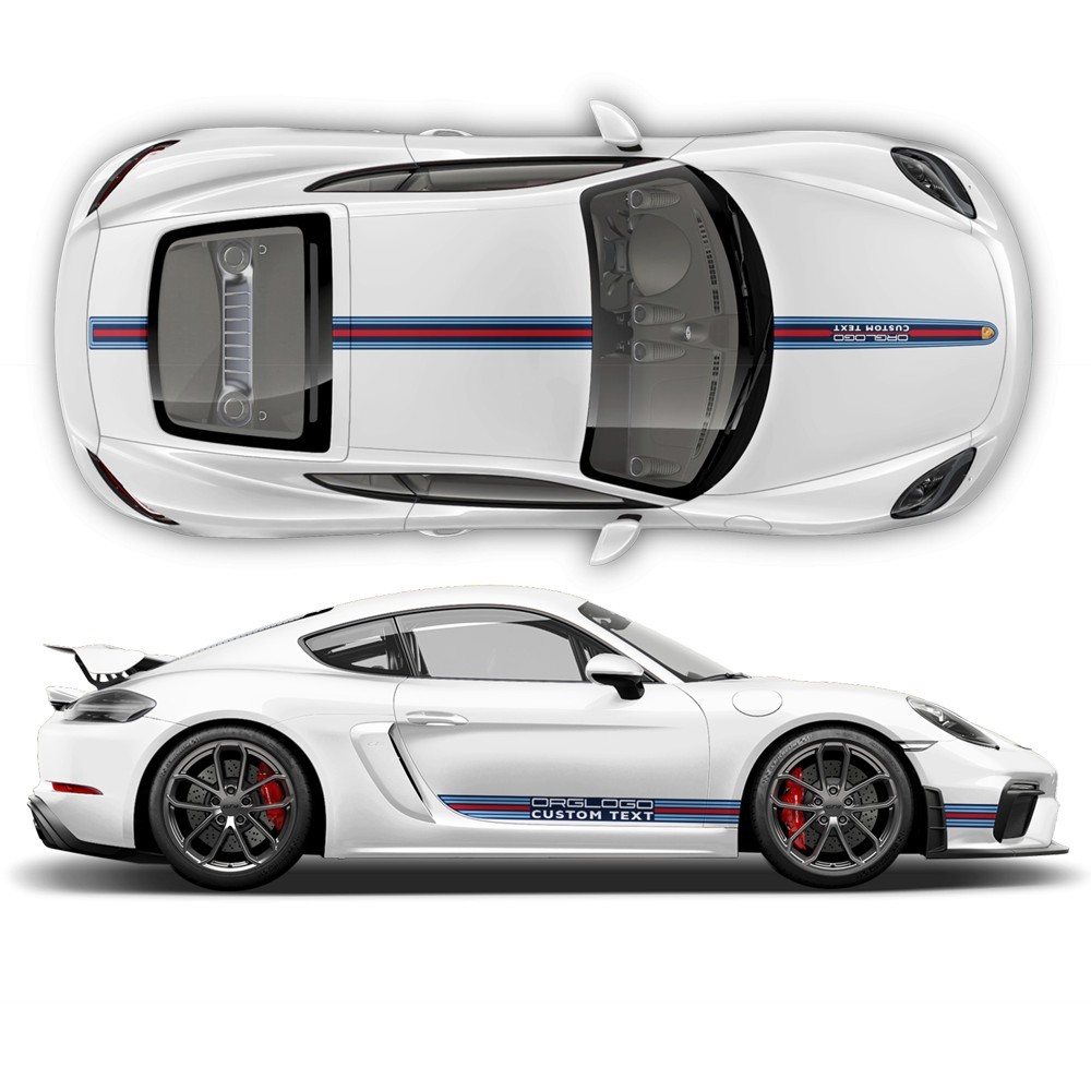 Martini jemné pretekárske nálepky pre Porsche Carrera / Cayman / Boxster-Star Sam
