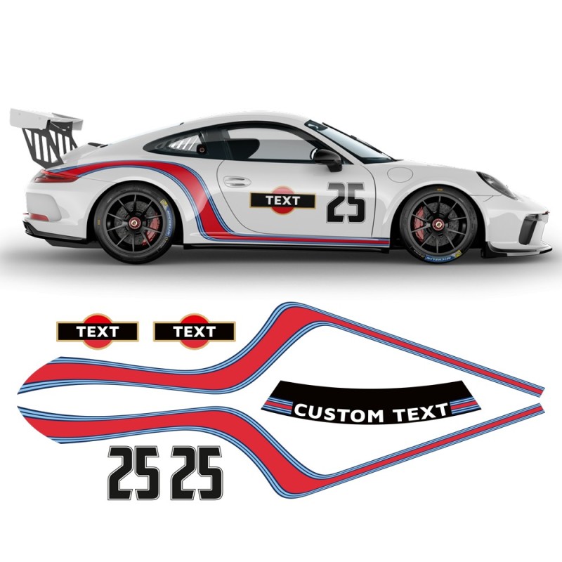 Curved Martini Seitenstreifen  Porsche Carrera/Turbo/Targa 2005-2021