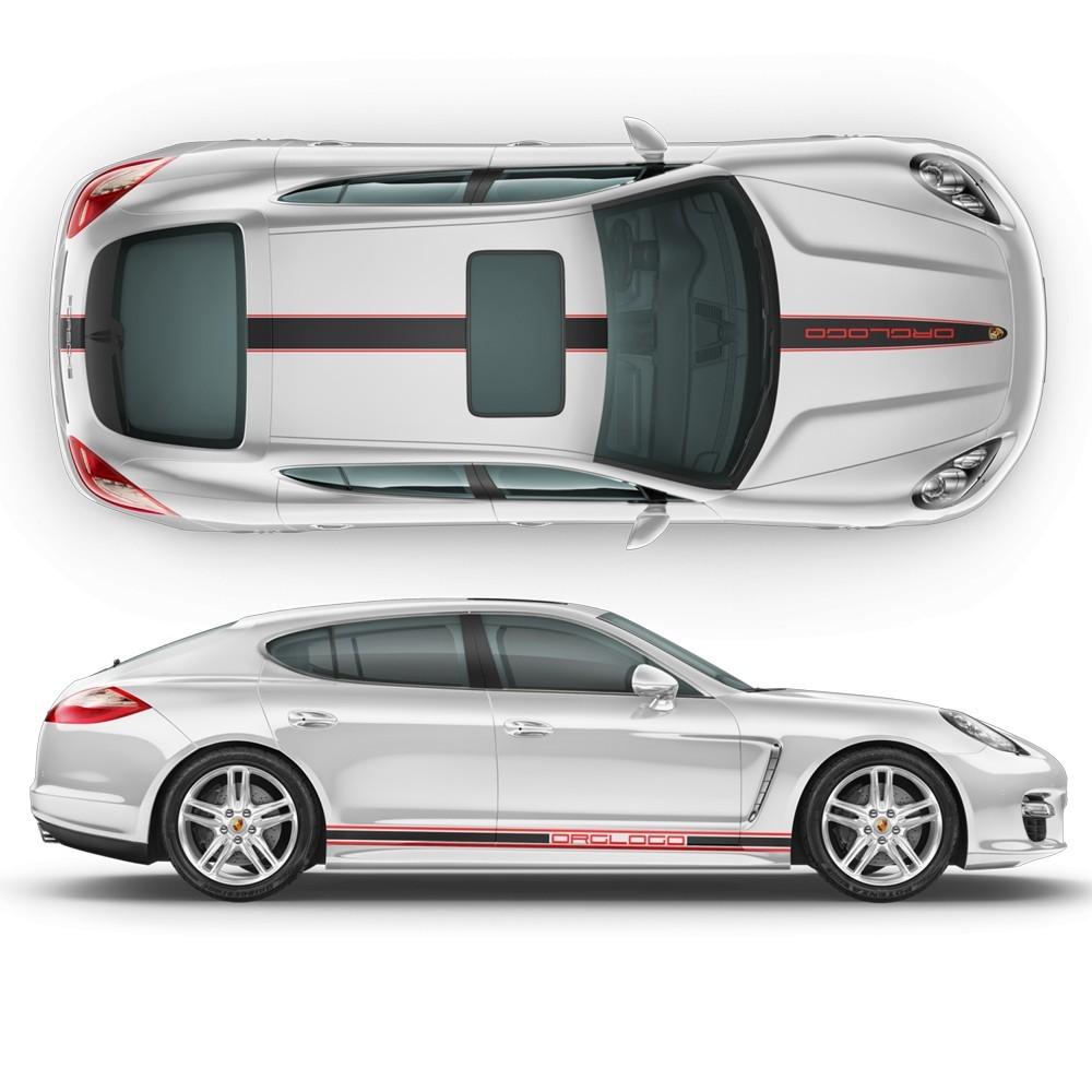 Zweifarbige Streifenaufkleber für Porsche Panamera-Star Sam