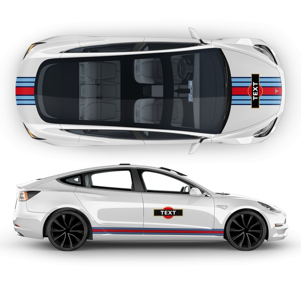 Aufkleber für Auto Martini-Stil-Streifen-Kit kompatibel mit Tesla des  Jahres 2019