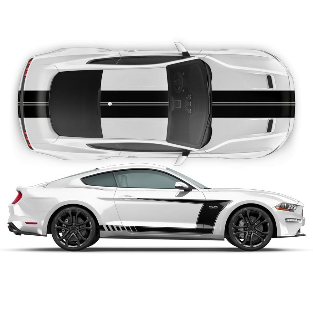 Ford Mustang Top Stripes Stickers 2015 - 2020-Star Sam