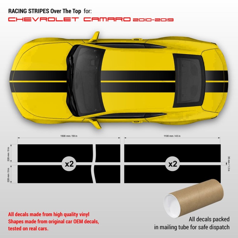 Chevrolet Camaro 2010 - 2019 decalcomanie strisce superiori - StarSam