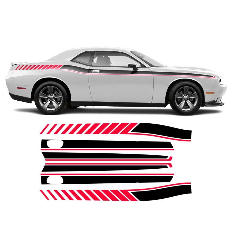 Dodge Challenger 11-20 due colori strisce laterali adesive-star sam