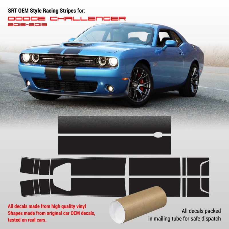 Autocollants bandes supérieures Dodge Challenger 2015 - 2018 - StarSam