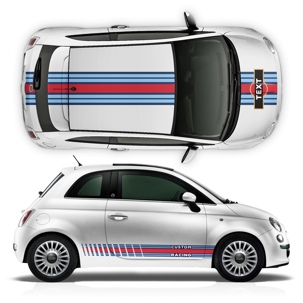 Súprava samolepiek MARTINI Style Racing stripes pre Fiat 500 - StarSam