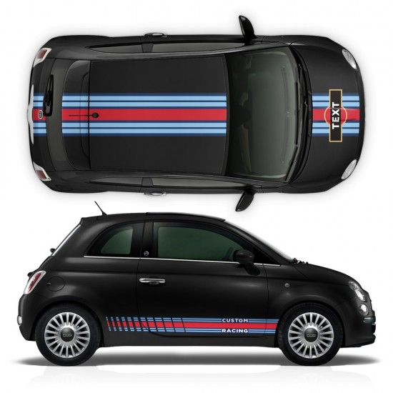 Kit de autocolantes com riscas MARTINI Style Racing para Fiat 500 - Star Sam