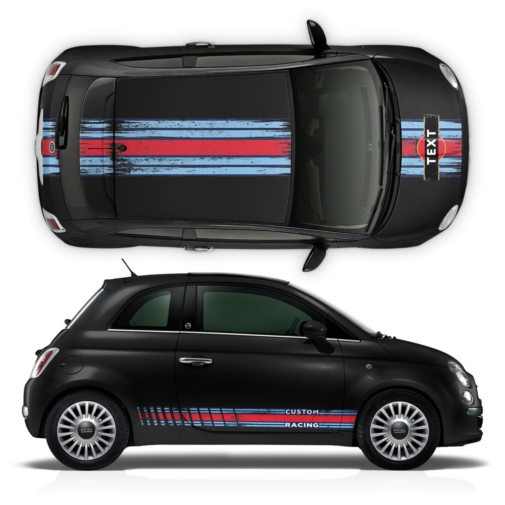 MARTINI Streifensatz Aufkleber für Fiat 500 - Star Sam
