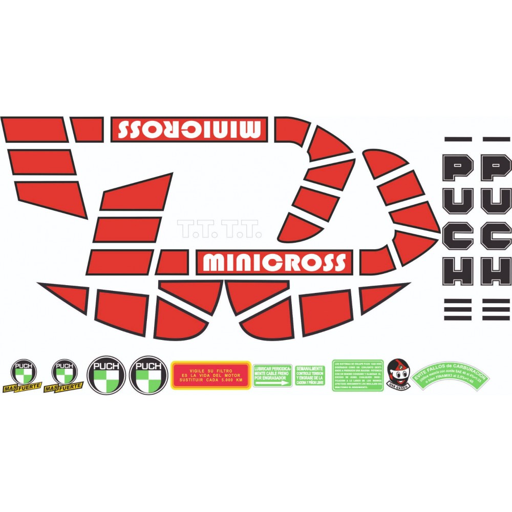Autocollants Pour Motos Puch Minicross TT Set de Sticker - Star Sam