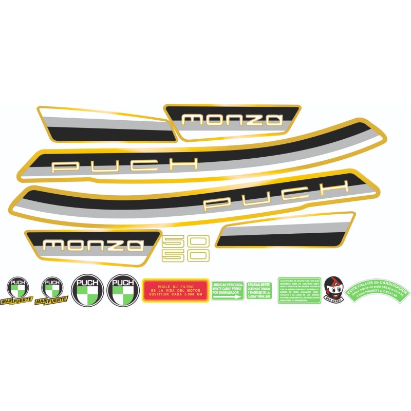 Puch Monza Motorbike Stickers Sticker Set Black-Grey - Star Sam