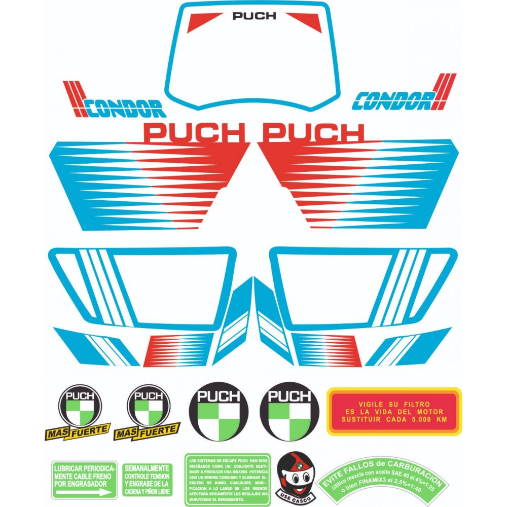 Autocollant Motos Puch Condor 3 Set de Sticker Blanche - Star Sam