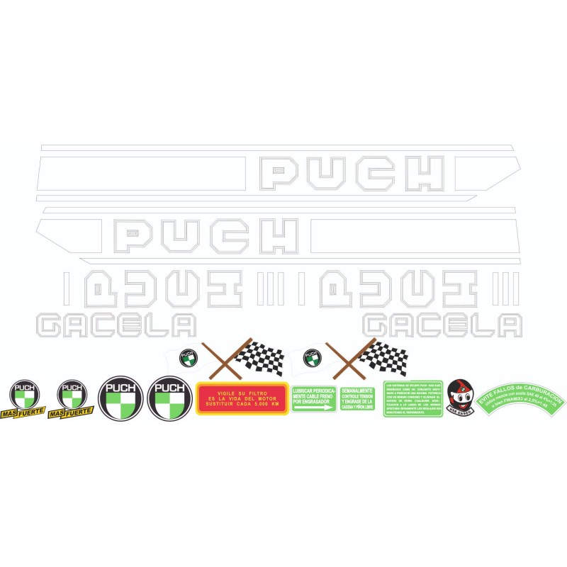 Puch Gacela Motorbike Stickers White Colour Sticker Kit - Star Sam