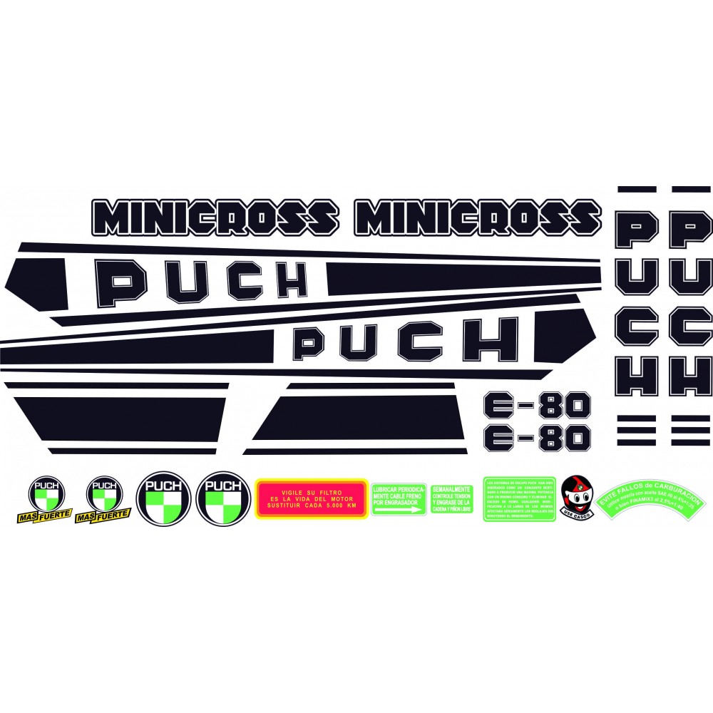 Stickers Moto Puch Minicross E 80 stickerset - Star Sam