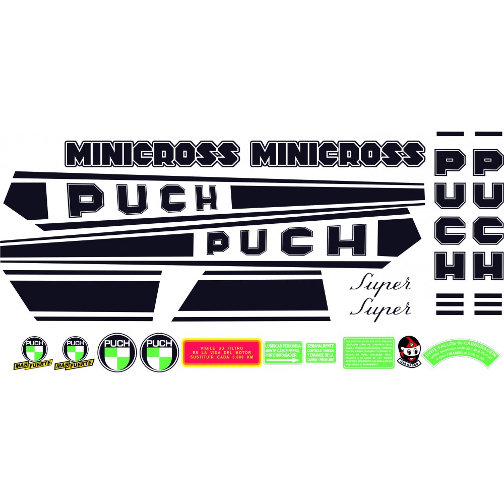 Moto Stickers Puch Minicross Super Stickerset - Ster Sam