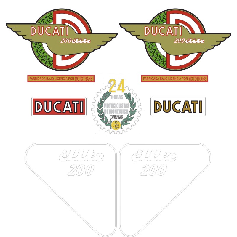 Pegatinas Moto Ducati Elite 200 Juego De Adhesivos 1   - Star Sam