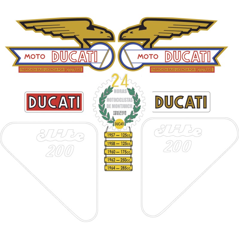 Ducati Elite 200  Motorrad Aufkleber  Weib Und Grau - Star Sam