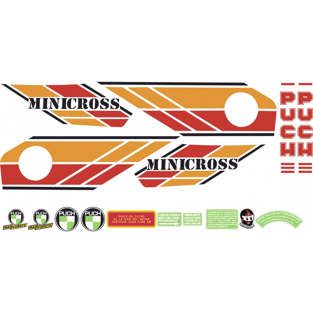 Autocollants Pour Motos Puch Minicross 3 Set de Sticker - Star Sam