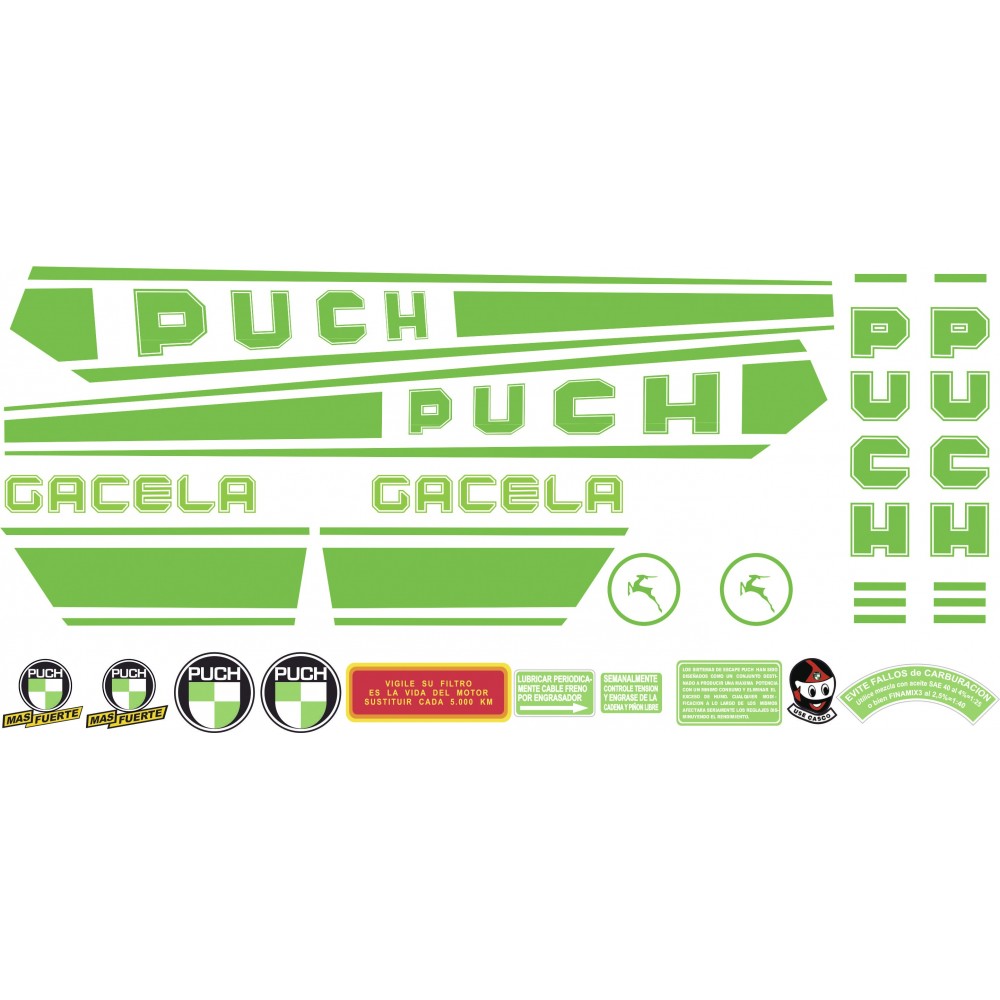Autocollants Pour Motos Puch Gacela Set de Sticker Vert - Star Sam
