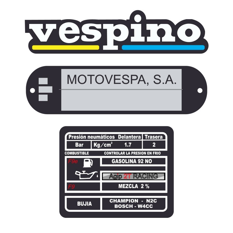 Vespino  Motovespa Motorrad Aufkleber Schwarz - Weib - Star Sam