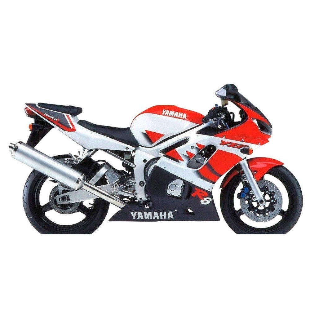 Naklejki na motocykle Yamaha YZF R6 Rok 1999 do 2000 Biało-Czerwone - Star Sam