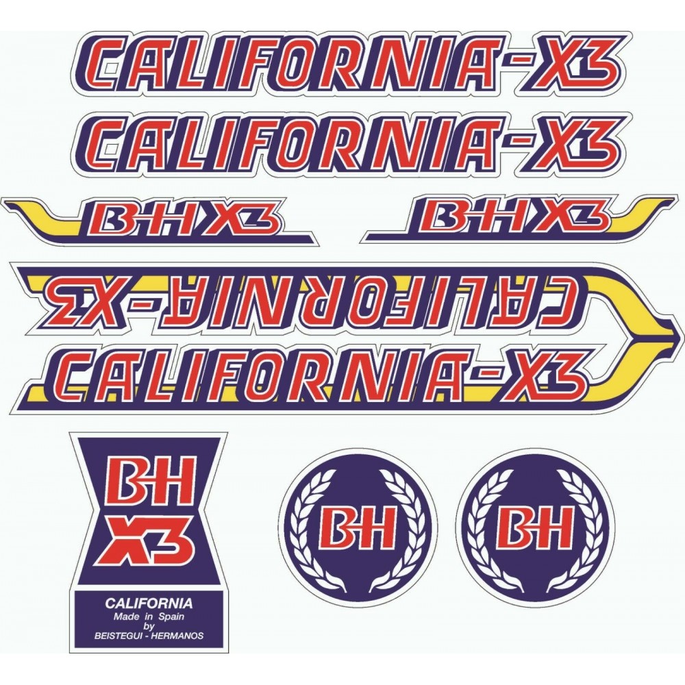 Autocolantes de Bicicleta BH Conjunto completo California-X3 - Star Sam