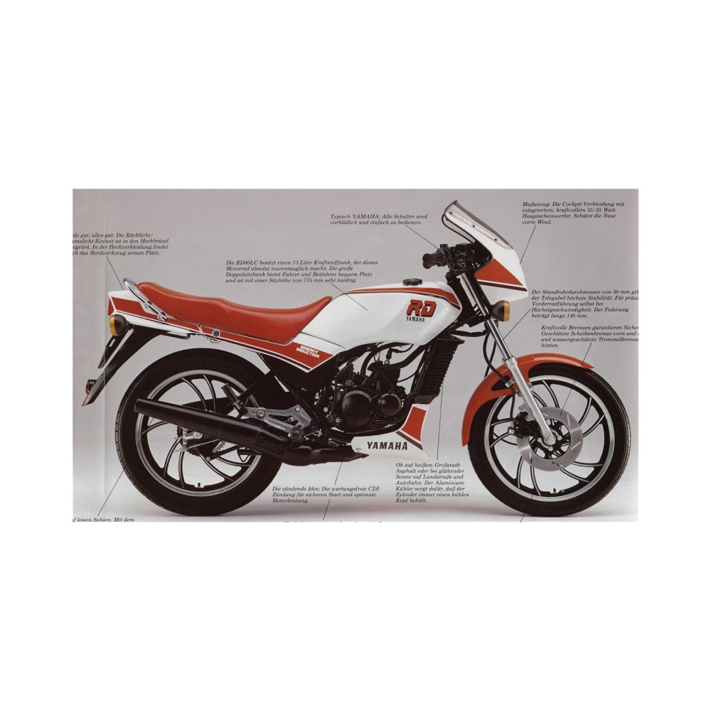 Pegatinas Para Moto De Carretera Yamaha RD 80-125 Blanca - Star Sam