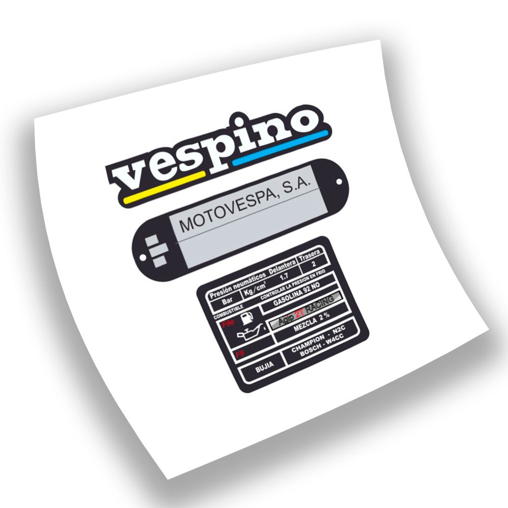 Vespino  Motovespa Motorbike Stickers  Black - White - Star Sam