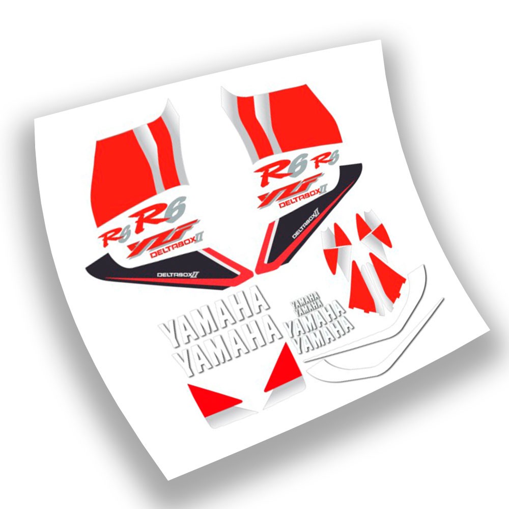 Naklejki na motocykle Yamaha YZF R6 Rok 1999 do 2000 Biało-Czerwone - Star Sam
