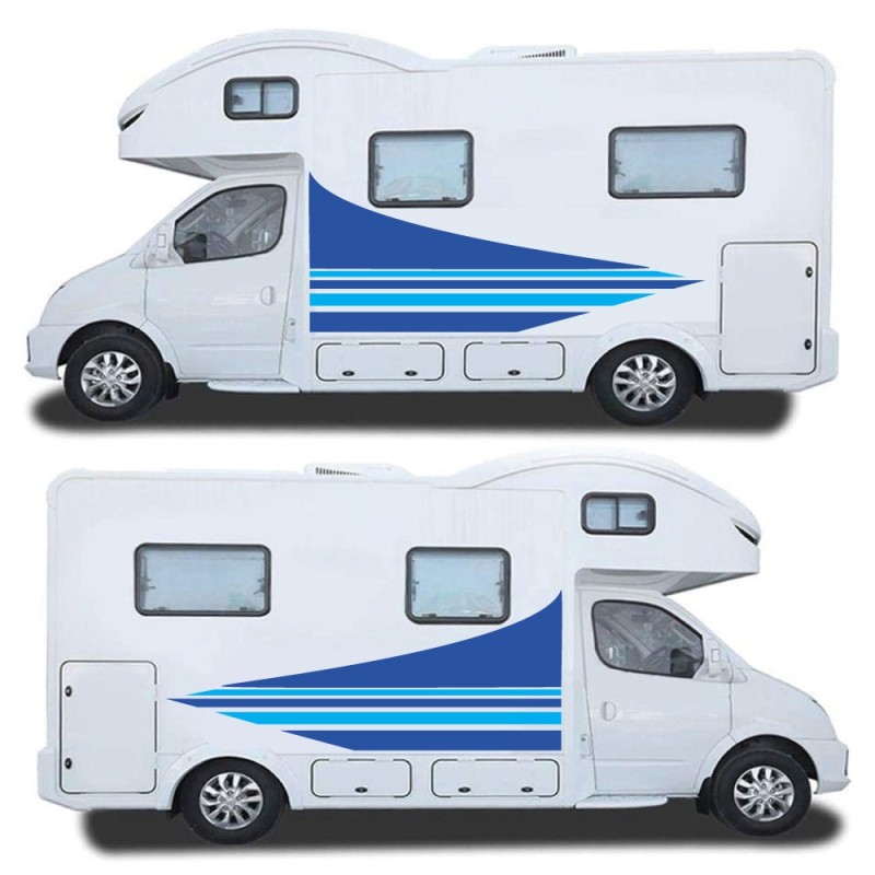 Adesivi Strisce Laterali Colore Blu Camper-Roulotte - Star Sam