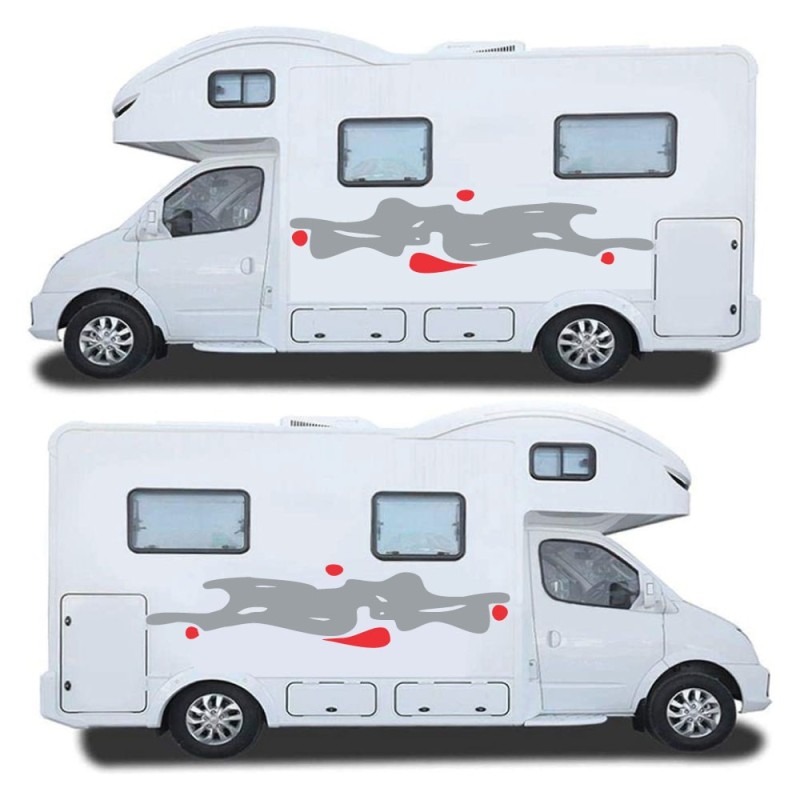 Adesivo Camper-Roulotte Stile Astratto Colore Grigio Rosso - Star Sam